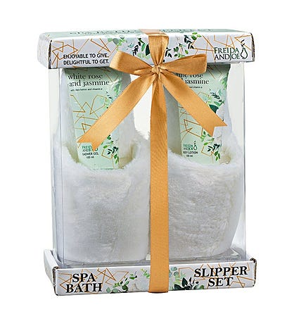 White Rose & Jasmine Bath And Body Spa Slippers Gift Set